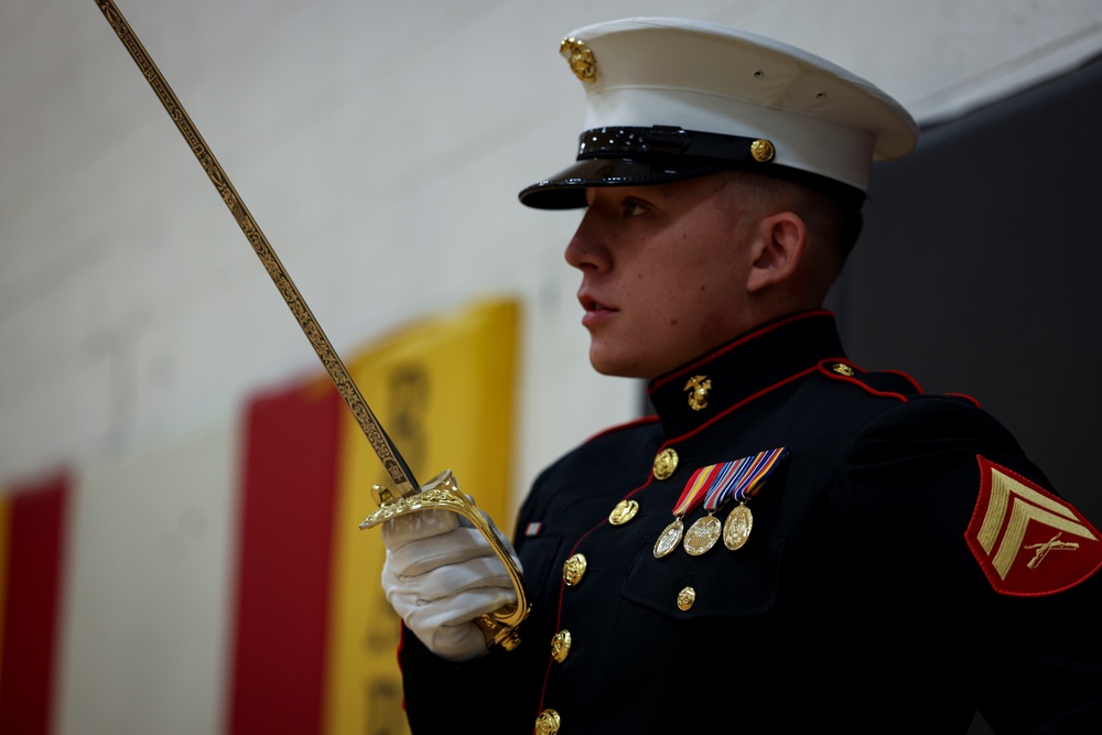 Barracks Marines completed the final evaluation of Ceremonial Drill School