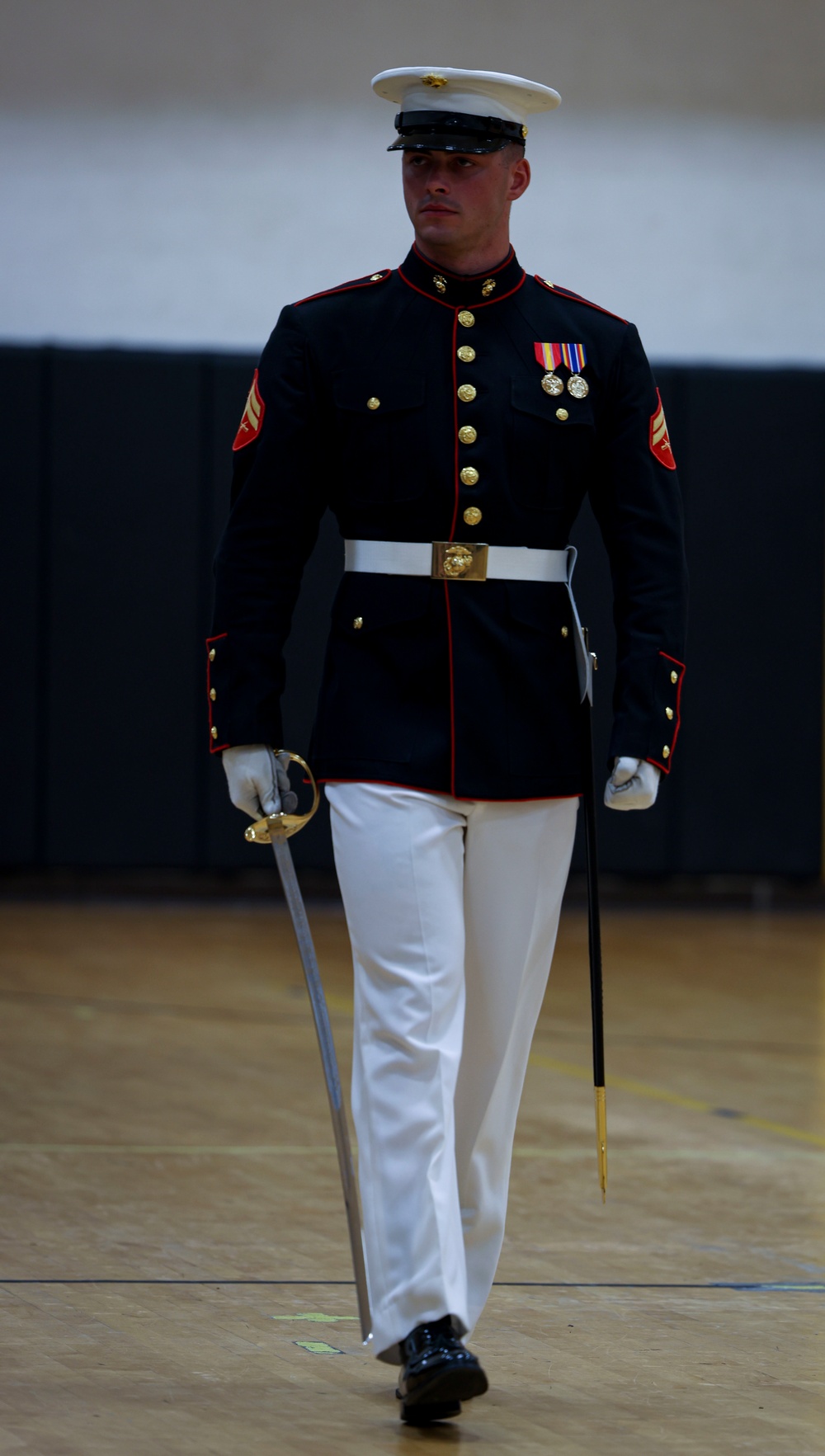 Barracks Marines completed the final evaluation of Ceremonial Drill School