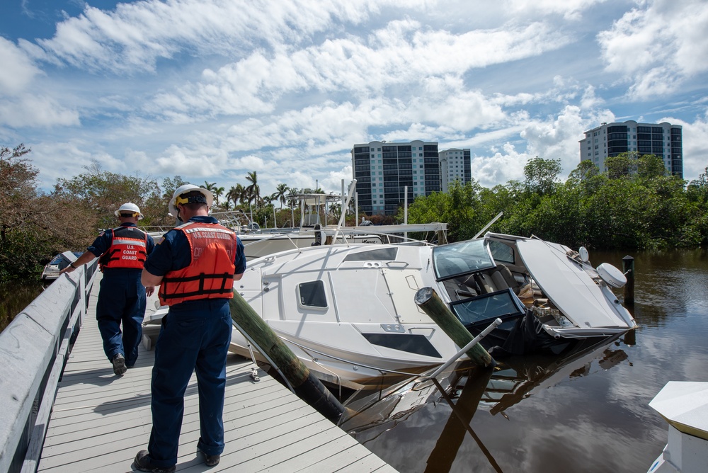 Coast Guard members conduct port assessment post Hurricane Ian landfall