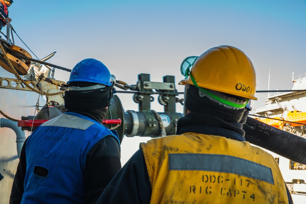 USS Paul Ignatius (DDG 117) Conducts RAS with USNS William Mclean (T-AKE 12)