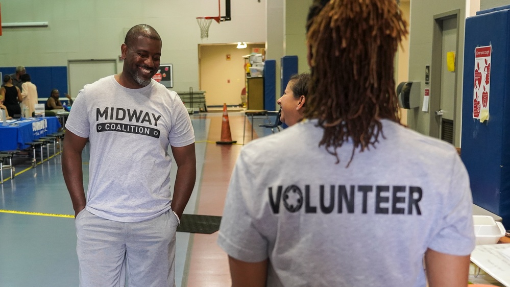 Volunteers at the FEMA Mobile Registration Intake Center in Sanford, Florida