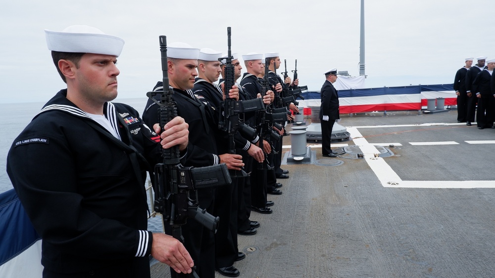 USS Lake Champlain Conducts Burial at Sea