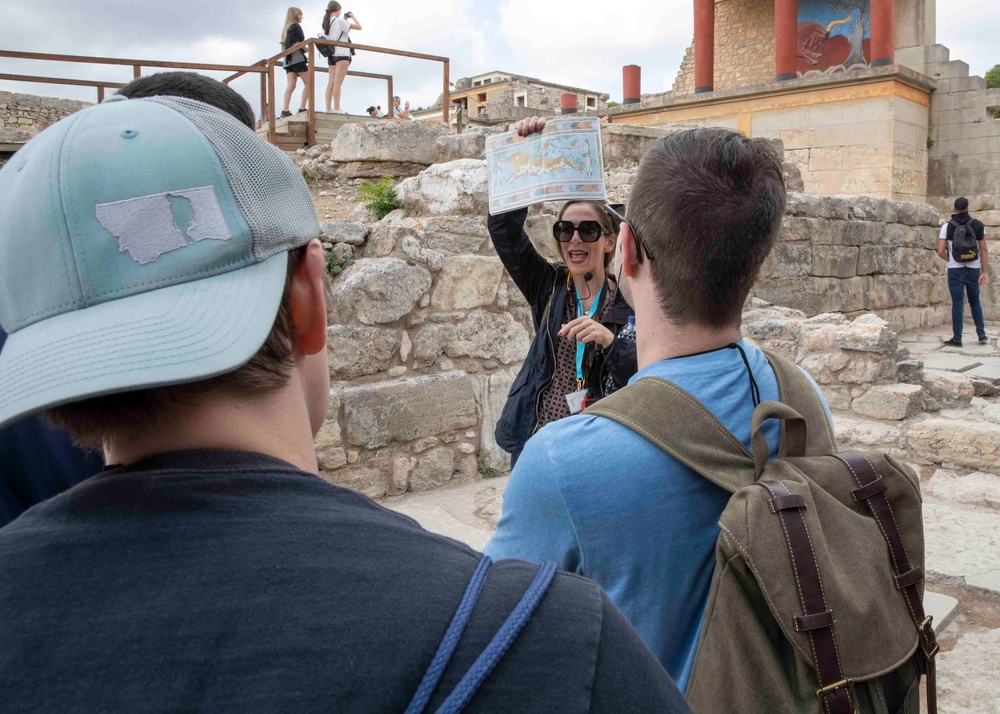 US Navy Sailors Tour the Palace of Knossos