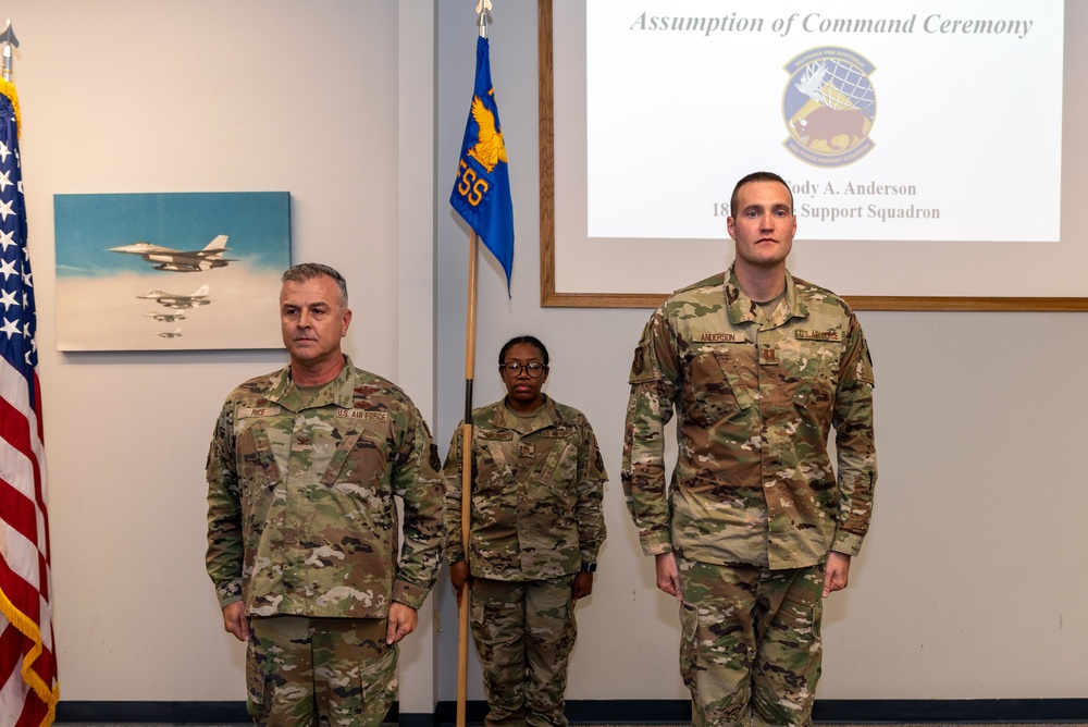 Capt. Cody Anderson assumes command of the 182nd Force Support Squadron Oct. 11, 2022