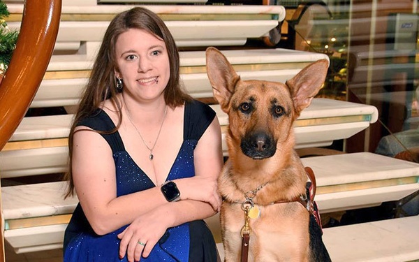Meagan Gorsuch with her service dog Henna