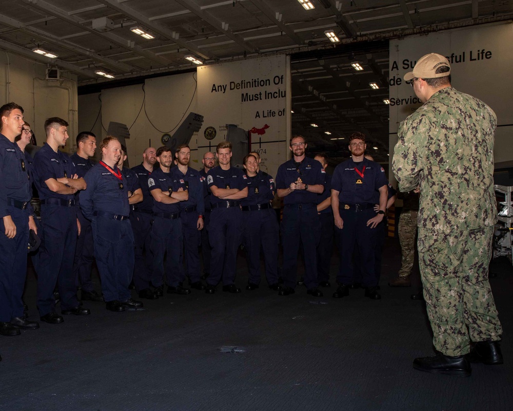 Royal Navy Sailors Visit USS George H.W. Bush (CVN 77)