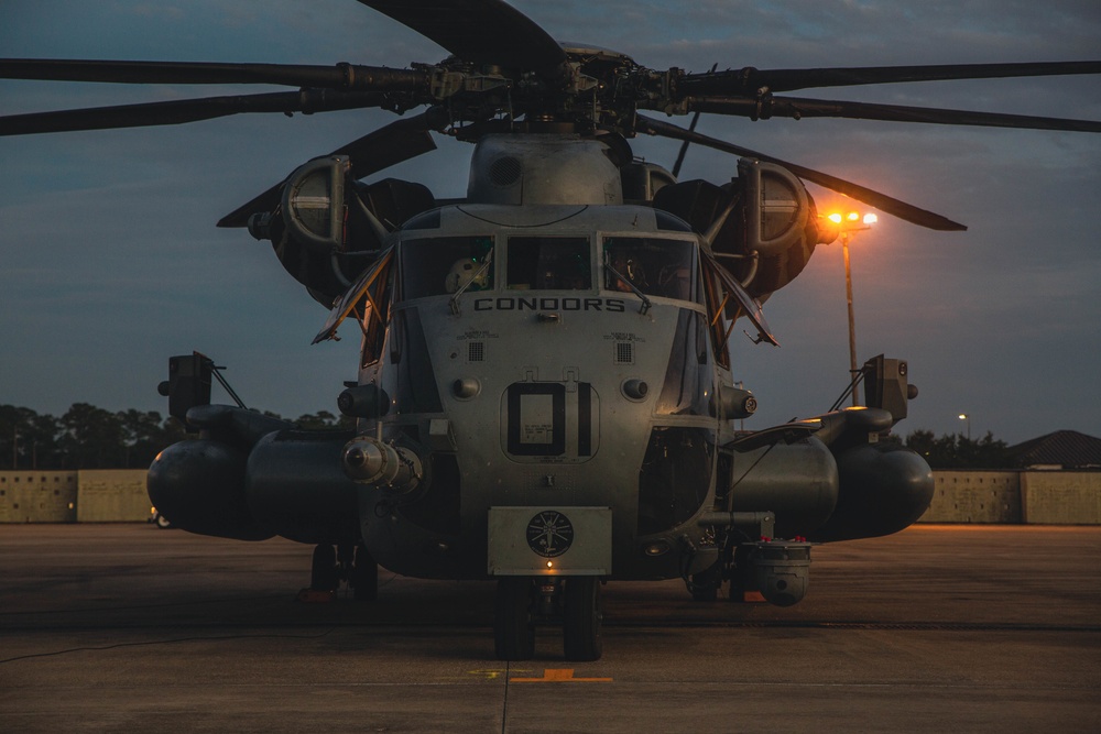 Into The Night: Marines launch CH-53E Super Stallions for night operations