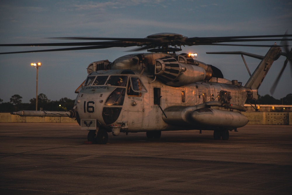 Into The Night: Marines launch CH-53E Super Stallions for night operations