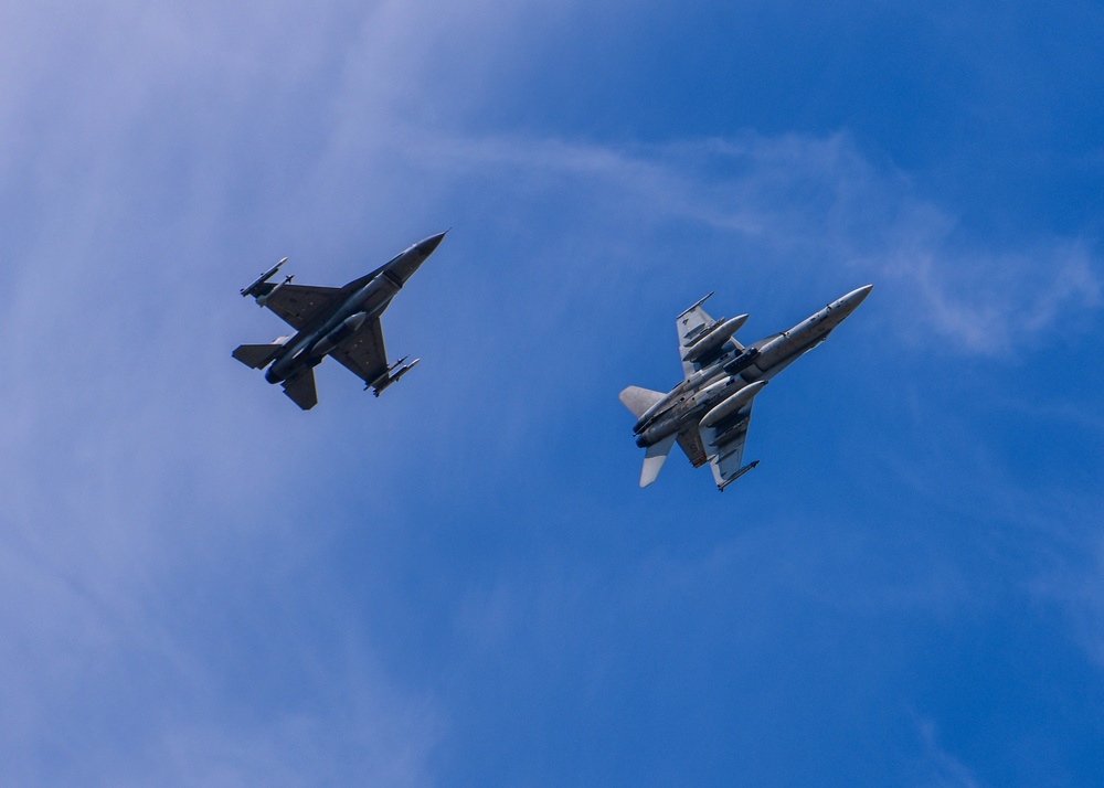 510th FS F-16s and Marine Corps F-18s integrate to strengthen capabilities