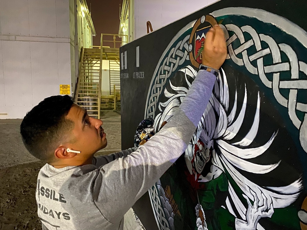 The Art in War - U.S. Army Sgt. Anthony Castillo Paints 10th Mural at ADAB