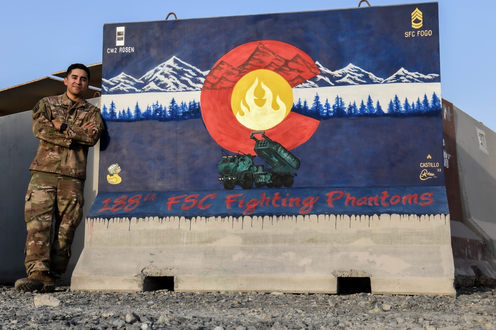 The Art in War - U.S. Army Sgt. Anthony Castillo Paints 10th Mural at ADAB