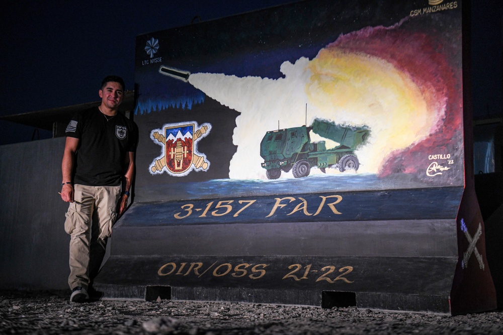 The Art in War - U.S. Army Sgt. Anthony Castillo Paints 10th Mural at ADAB