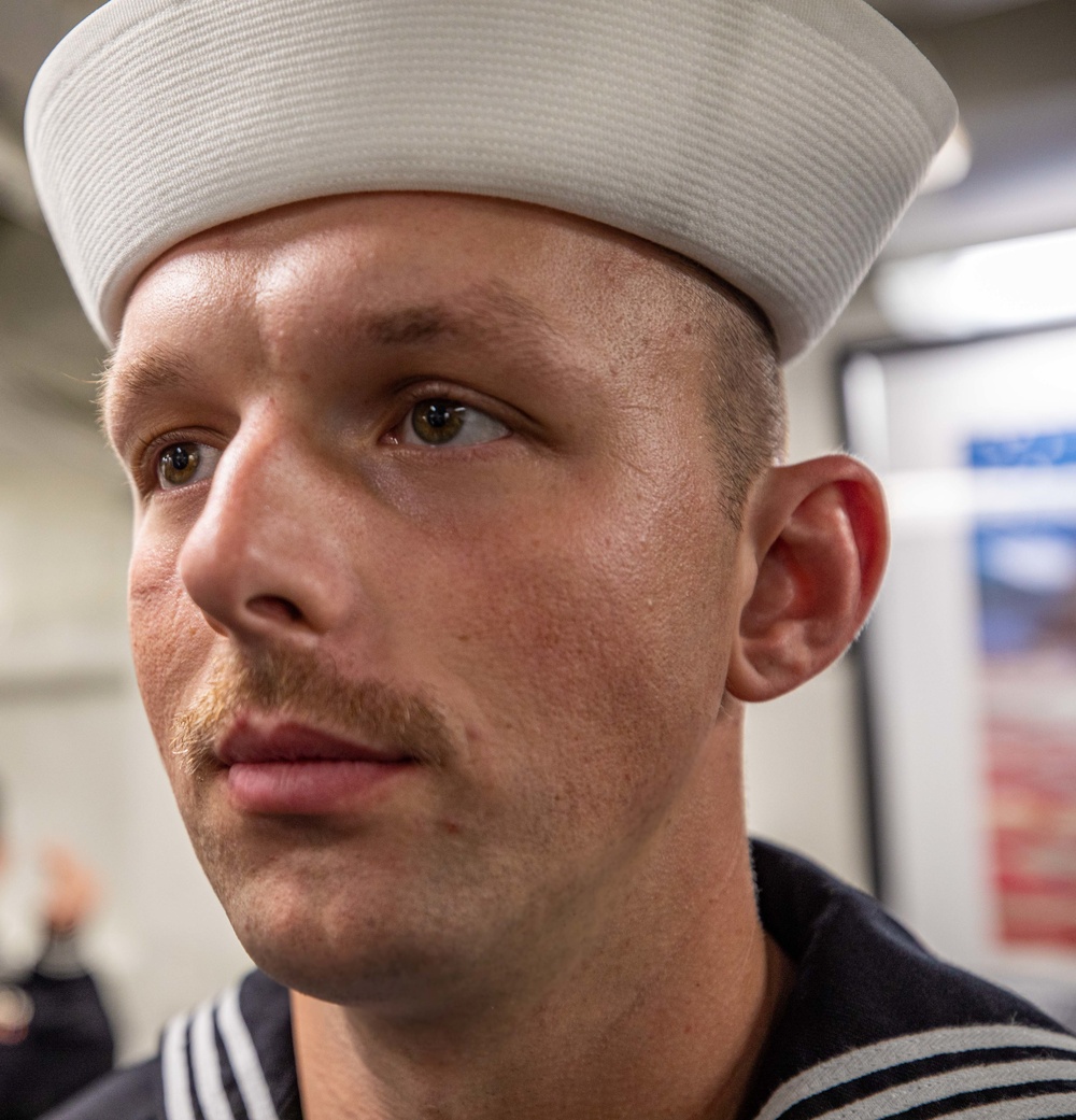 USS Chancellorsville Conducts Dress Blues Inspection