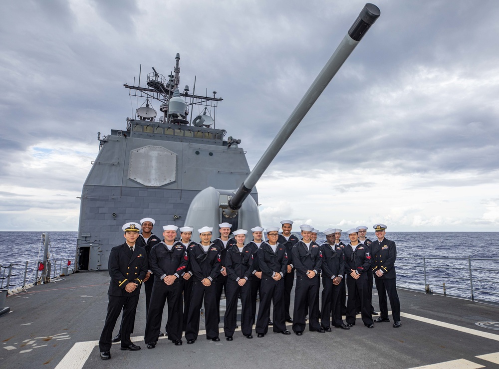 USS Chancellorsville Conducts Dress Blues Inspection