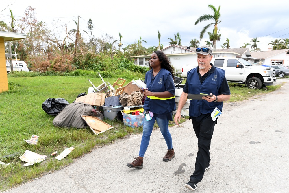 FEMA Disaster Survivor Assistance Team Go Through Neighborhood Impacted by Hurricane Ian