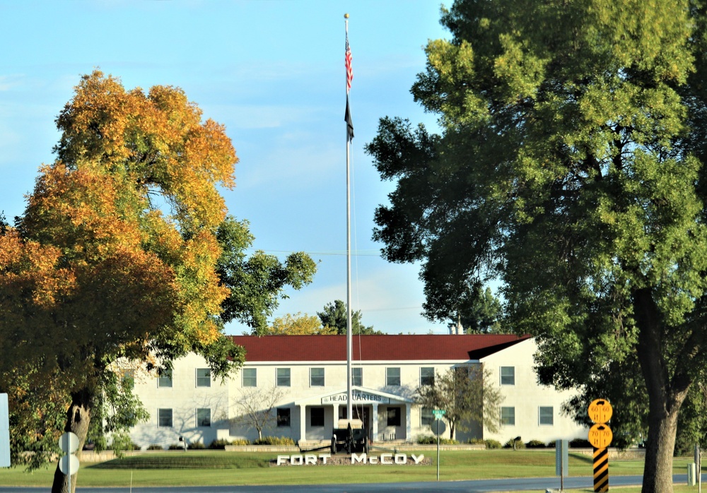 Fall Colors and the American Flag at Fort McCoy