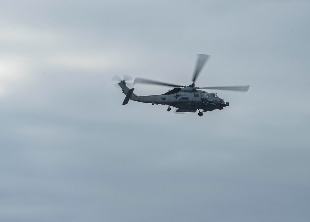 An MH-60R Sea Hawk Helicopter Prepares To Land