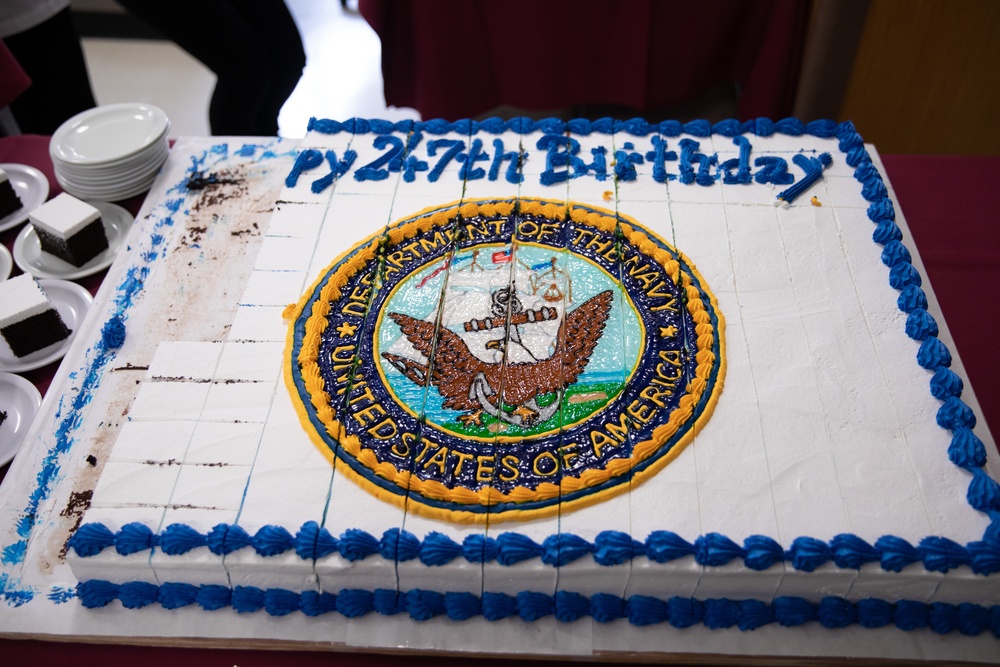 3rd MLG Marines and Sailors celebrate the 247th Navy Birthday
