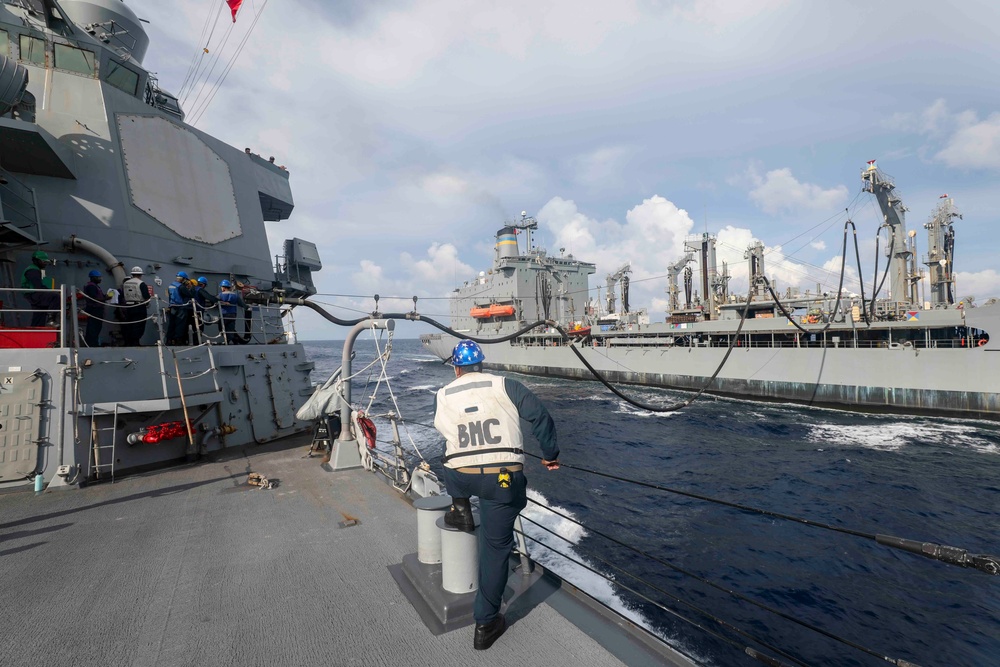 USS Higgins Conducts Replenishment-at-Sea With USNS Big Horn