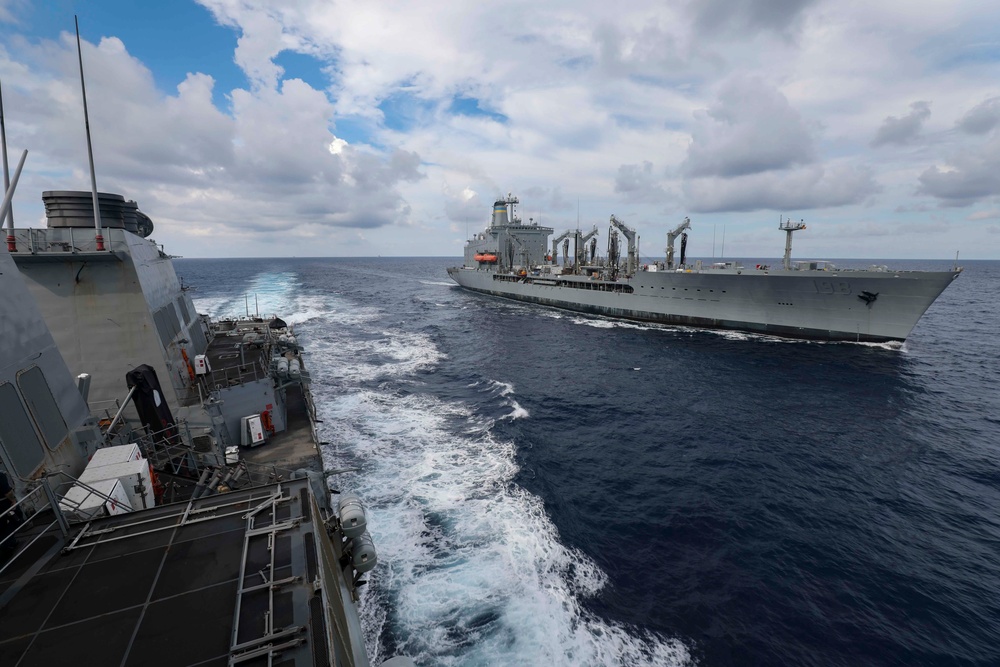 USS Higgins Conducts Replenishment-at-Sea With USNS Big Horn