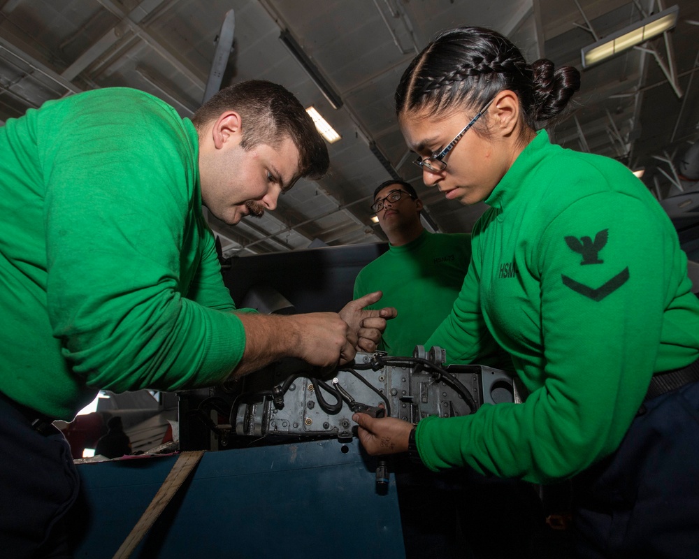 Sailors Inspect Stabilator