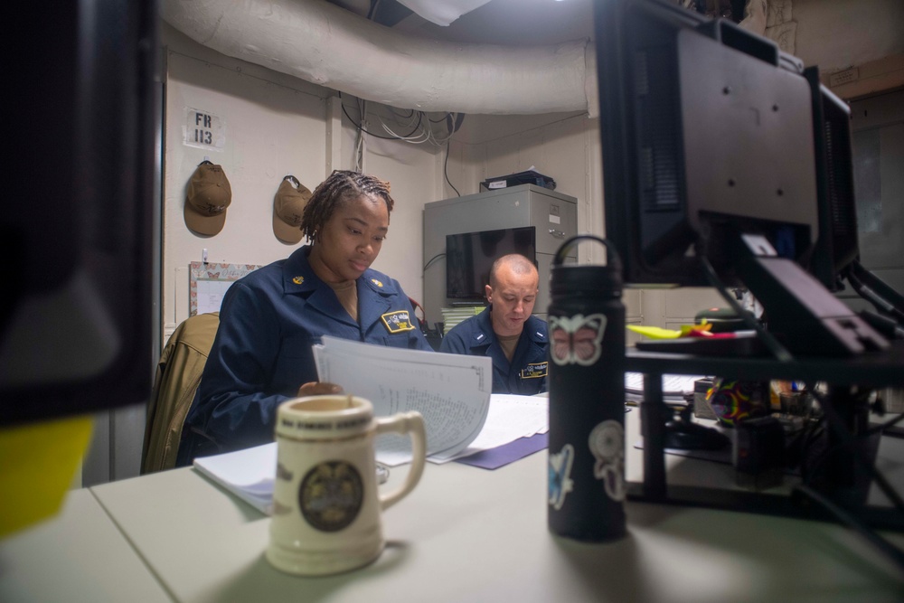 U.S. Navy Sailor Completes Personell Forms