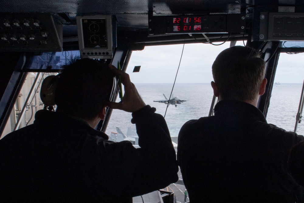 Sailors Observe Flight Operations