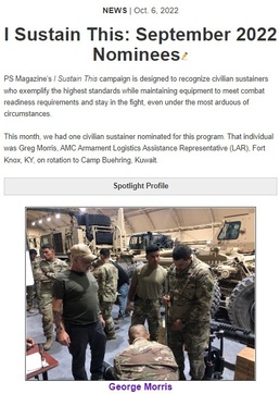 PS Magazine's "I Sustain This" Campaign spotlights  civilian maintainers who excel