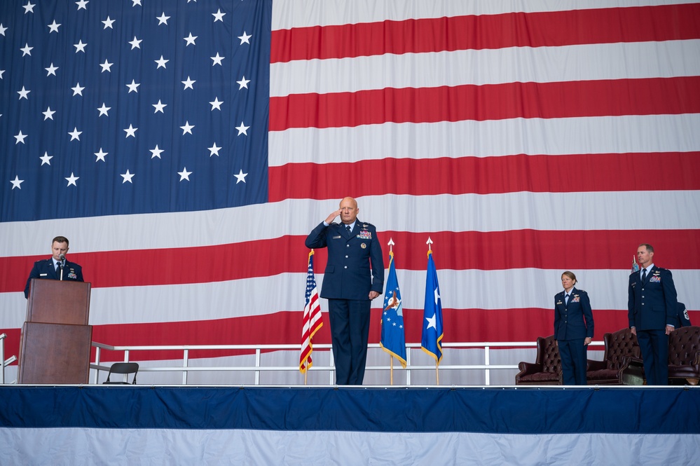 Photo of U.S. Air Force Col. Christopher Dunlap becoming 116th Air Control Wing commander during change-of-command ceremony.