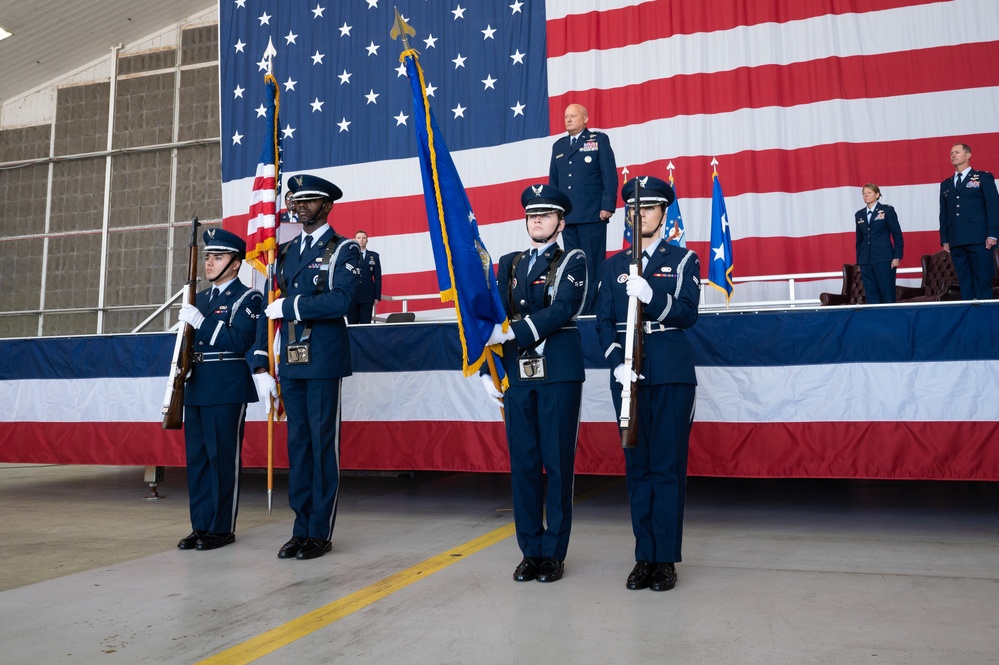 Photo of U.S. Air Force Col. Christopher Dunlap becoming 116th Air Control Wing commander during change-of-command ceremony.