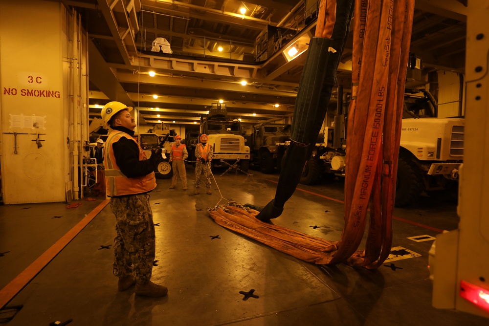Resolute Dragon 22 | Marines and Sailors on USNS Dahl Execute Maritime Pre-positioning Force Offload Efforts