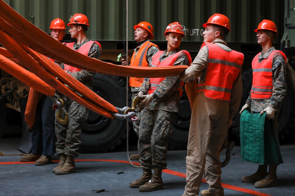 Resolute Dragon 22 | Marines and Sailors on USNS Dahl Execute Maritime Pre-positioning Force Offload Efforts