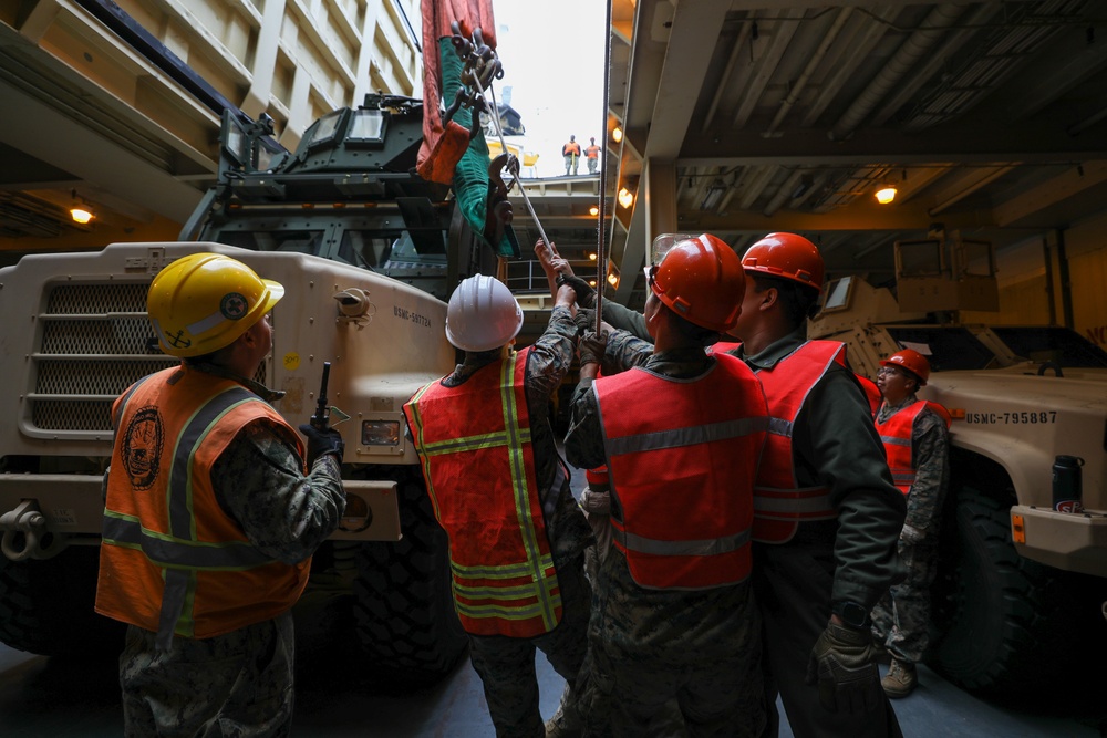 Resolute Dragon 22 | Marines and Sailors on USNS Dahl Execute Maritime Pre-positioning Force Offload Efforts