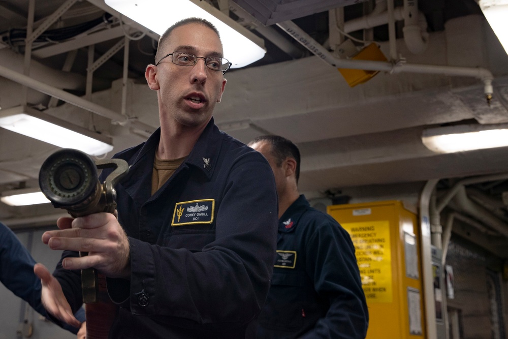 USS Tripoli Conducts Damage Control Training