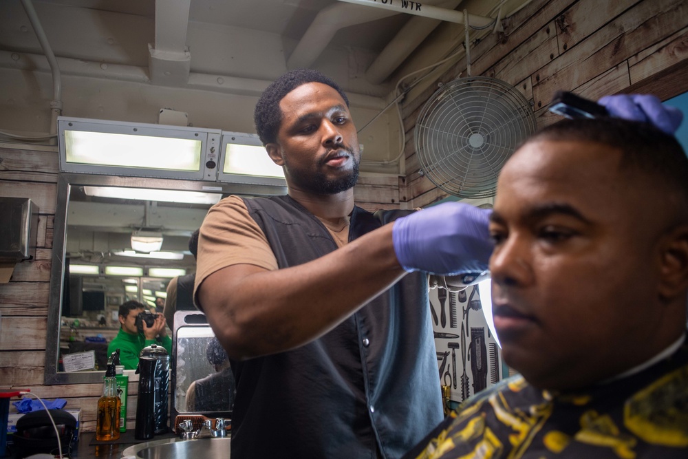 U.S. Navy Sailor Cuts Hair