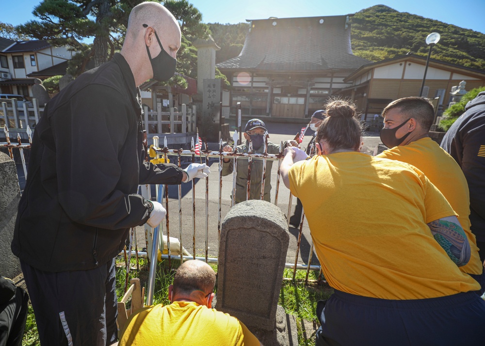 Sailors Clean Hakodate Foreign General Cemetery