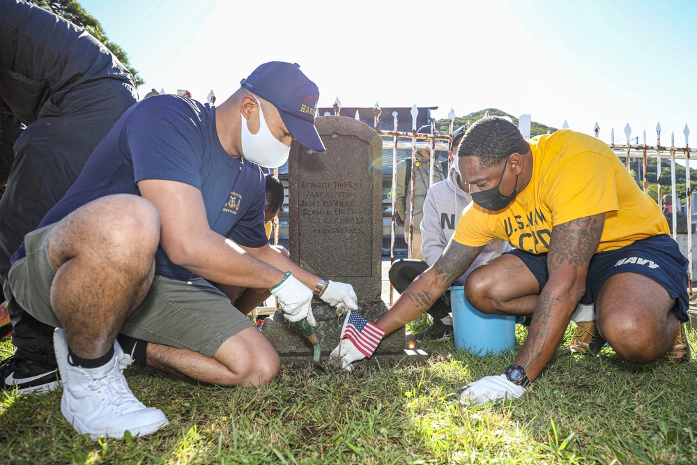 Sailors Clean Hakodate Foreign General Cemetery