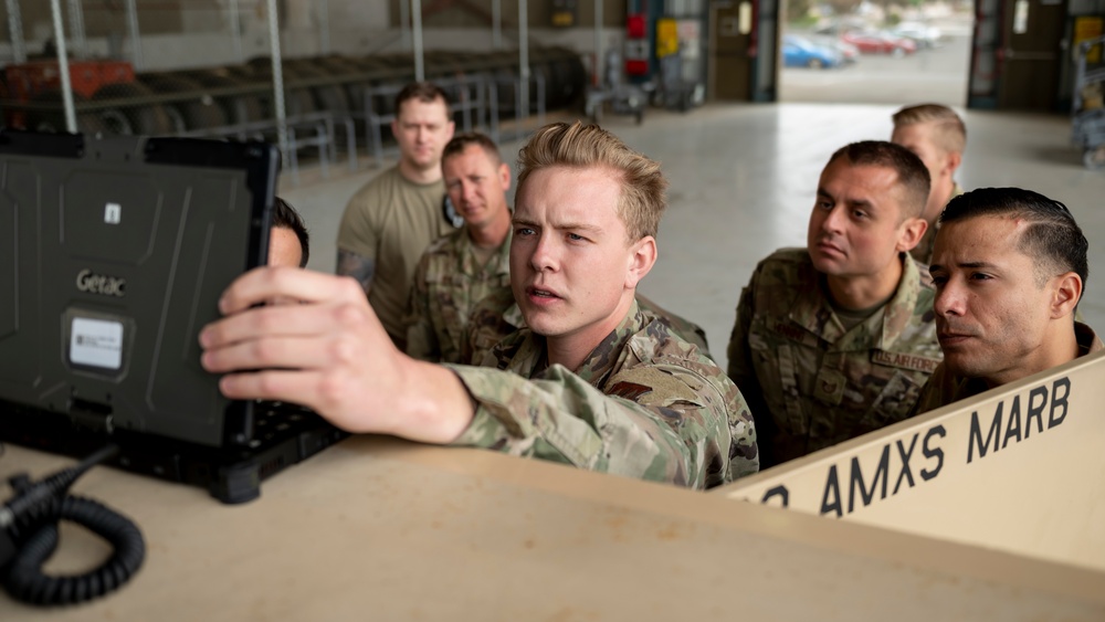 Service members assigned to the 435th Contingency Response Squadron, Ramstein AB in Germany complete MQ-9 training with fellow Airmen from the 163D Maintenance Squadron on March ARB.