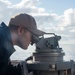 U.S. Sailor Stands Conning Officer Watch