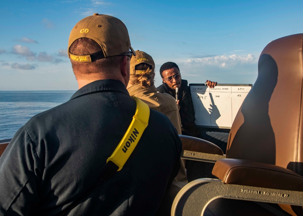 U.S. Sailor Writes Down The Conning Officer's Orders