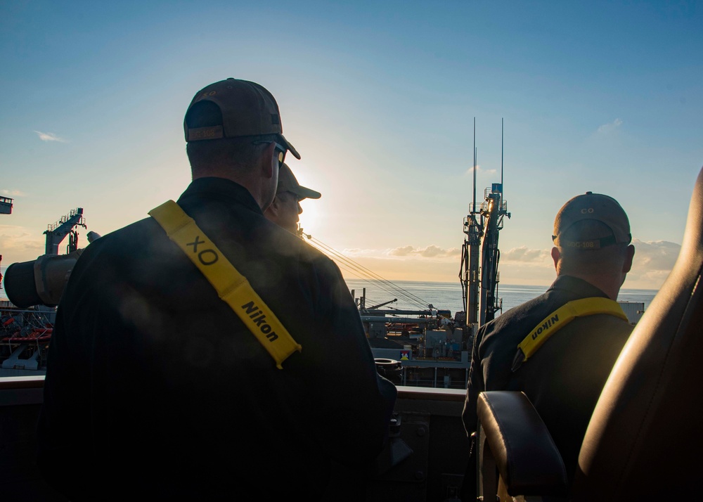 USS Wayne E. Meyer Conducts A Replenishment-At-Sea