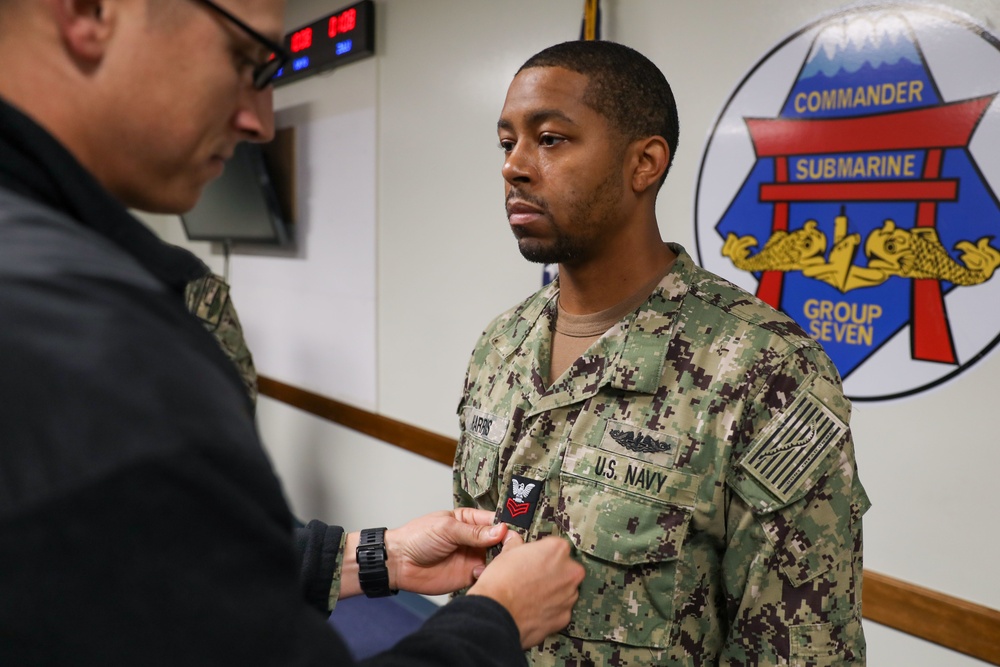 CSG 7 Sailor Frocked to Petty Officer 1st Class