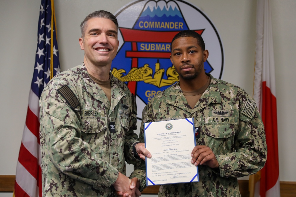 CSG-7 Sailor Frocked to Petty Officer 1st Class