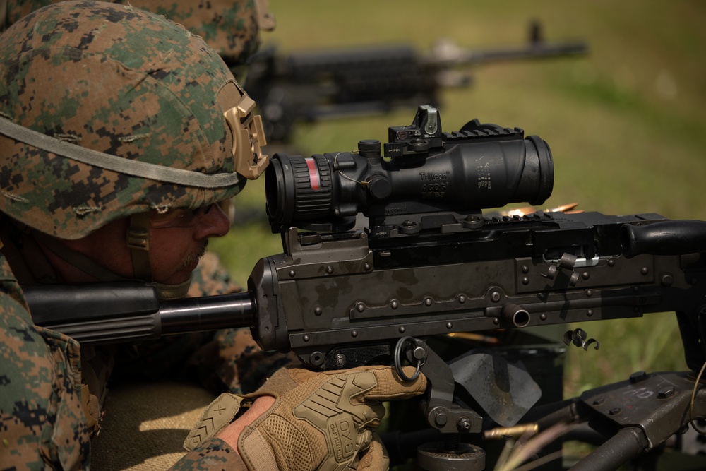 U.S. Marines with Combat Logistics Battalion 4 conduct live fire range