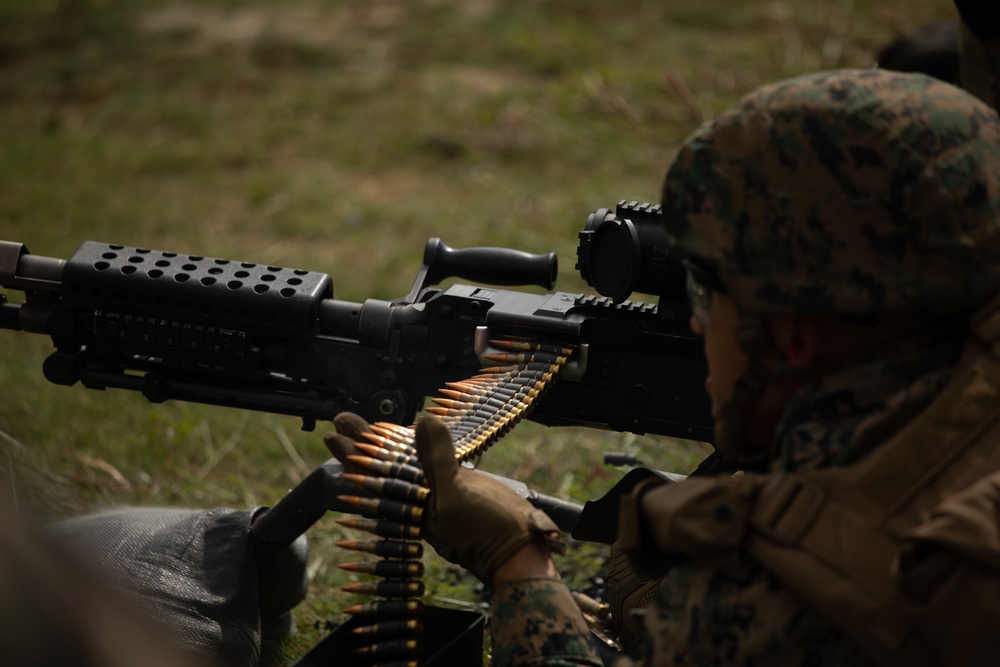 U.S. Marines with Combat Logistics Battalion 4 conduct live fire range