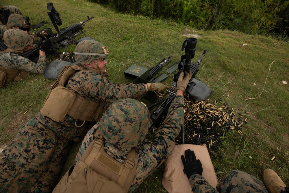 U.S. Marines with Combat Logistics Battalion 4 conduct live fire range