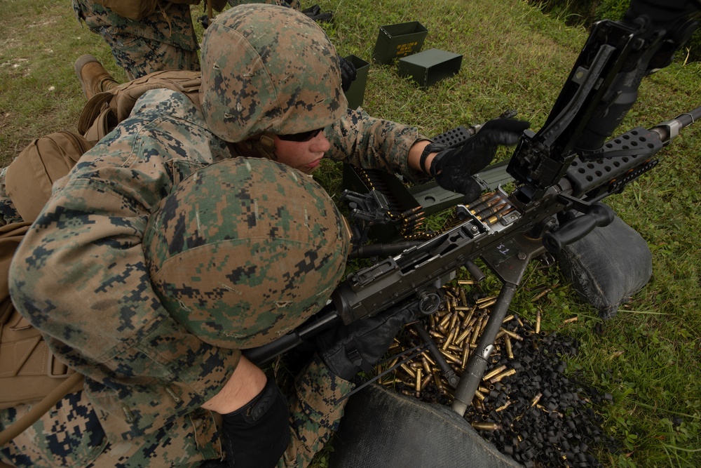 U.S. Marines with Combat Logistics Battalion 4 conduct live fire range