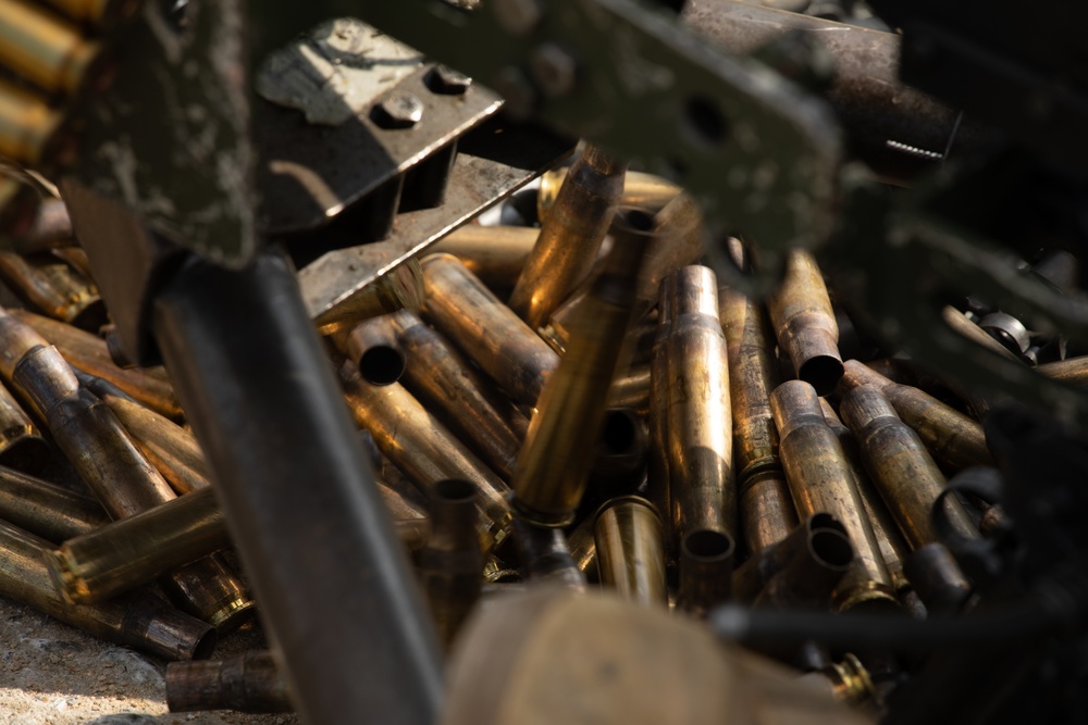 U.S. Marines with Combat Logistics Battalion 4 conduct live fire range