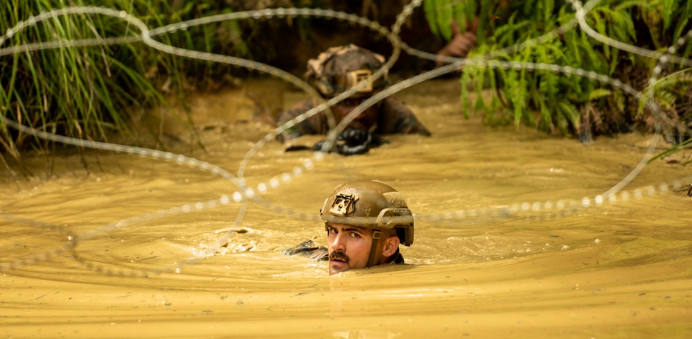 Marines with 2nd Battalion 1st Marines, enter the final stage of the E-Course.