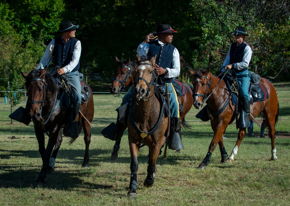 1st Infantry Division Commanding General's Mounted Color Guard participate in Chisholm Trail Festival